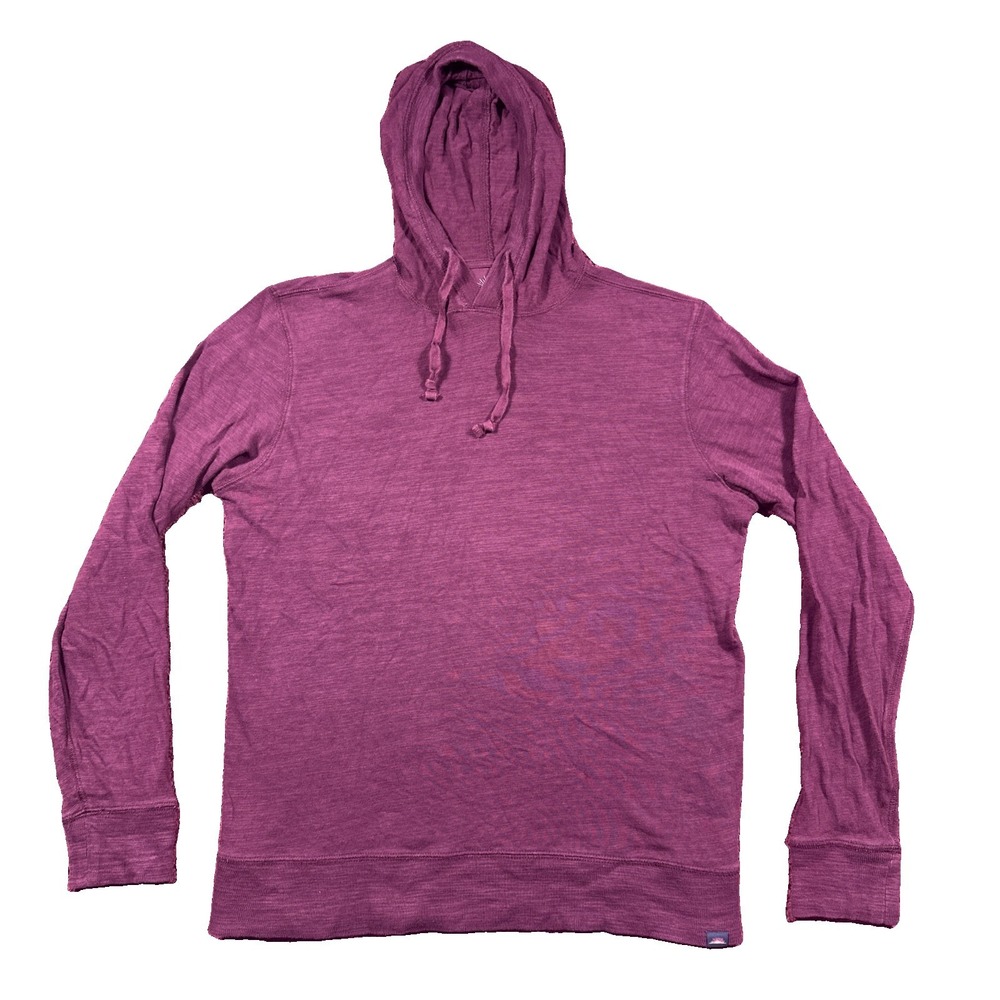 Faherty Sunwashed Slub Hoodie Mens M Maroon Pullover Drawstring Casual Organic